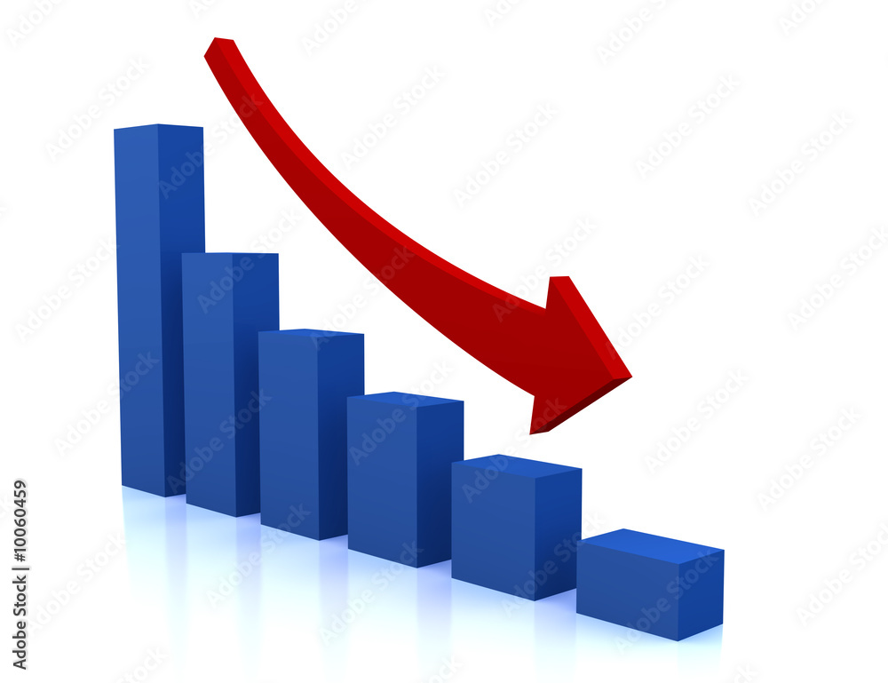 business decline diagram with red arrow business decline diagram with red arrow