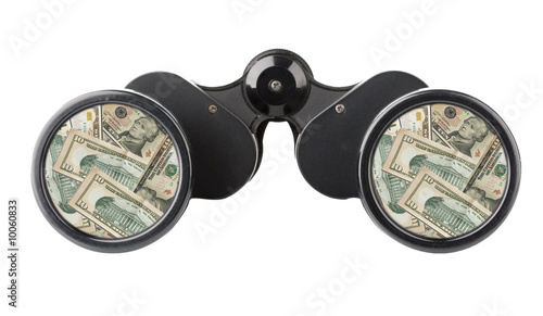 close up of a binoculars tool isolated over a white background