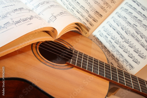 Acoustic guitar with notes