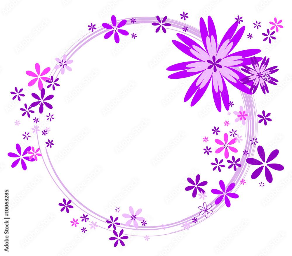 Cercle rose avec fleurs roses, violettes et blanches