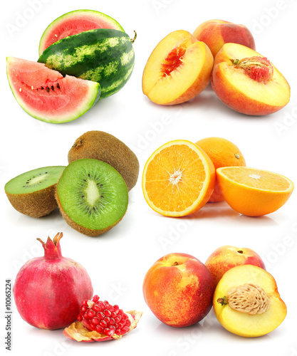 collection of ripe fruit isolated on white background