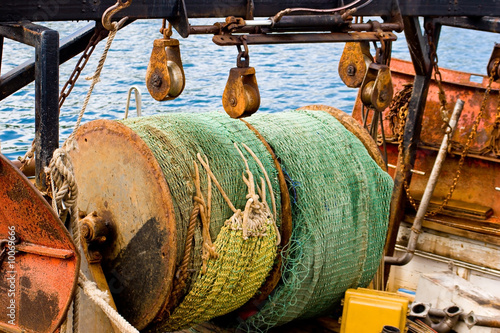 The fishing gear at the back of a trawler