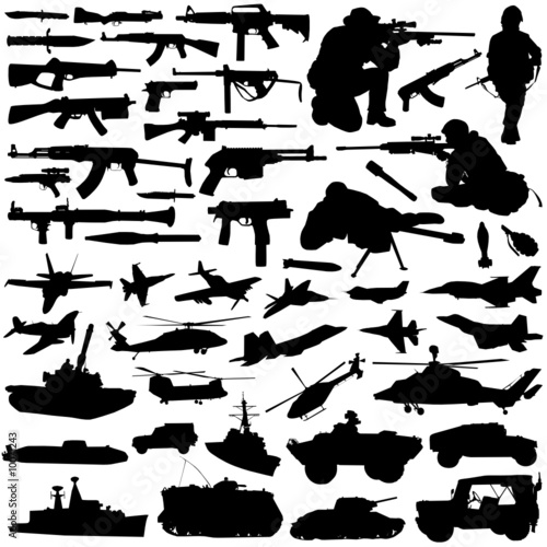 military silhouettes vector set