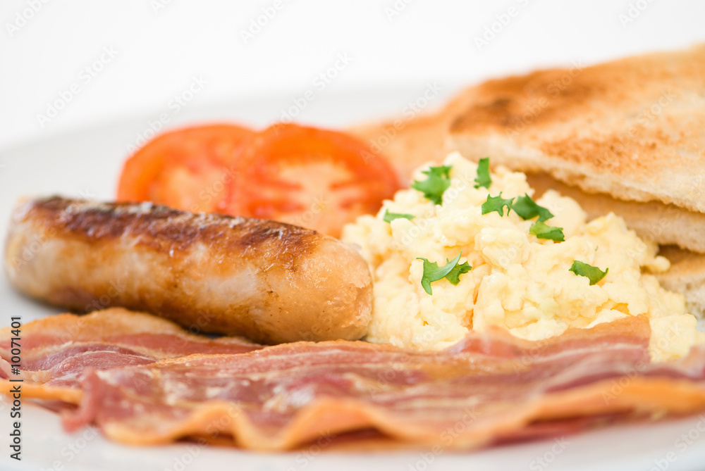 Close up of a fried breakfast - shallow depth of field
