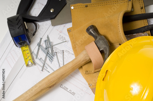 Supplies of a construction worker  including a hammer photo