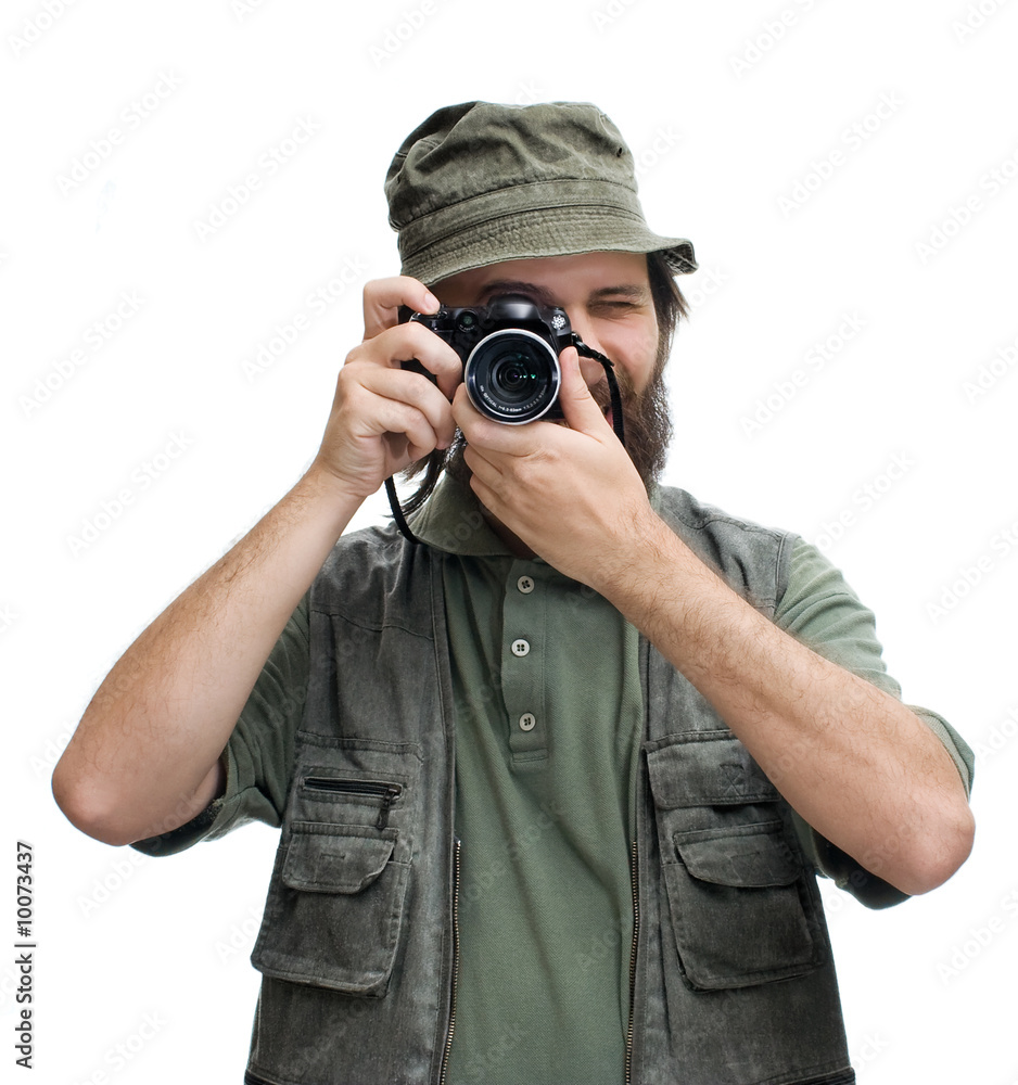 Photographer tourist with camera Photographer tourist with camera