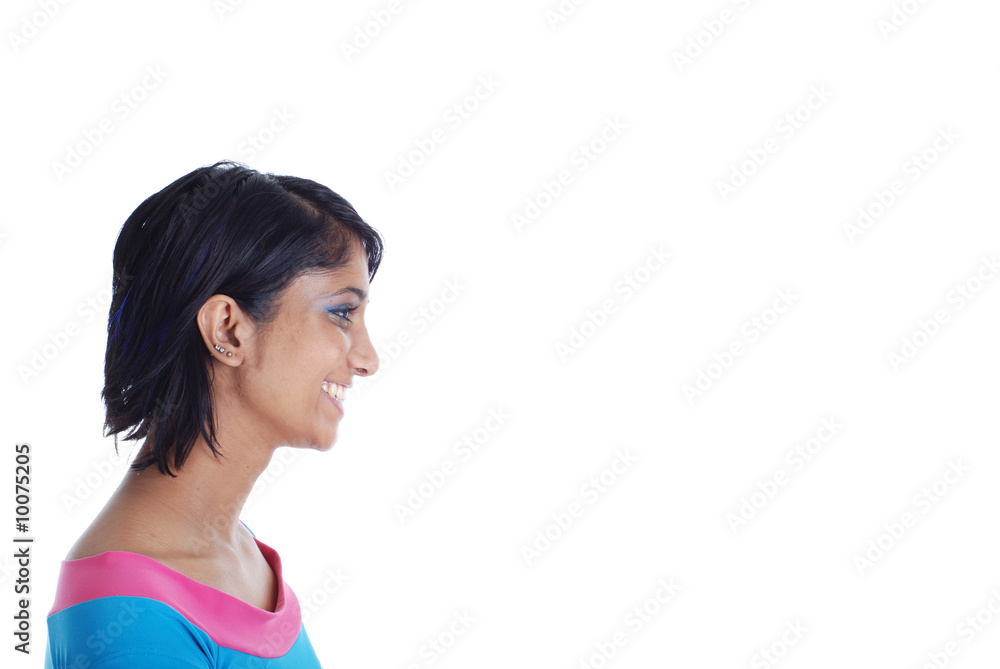 Picture of one girl on white background Picture of one girl on white background
