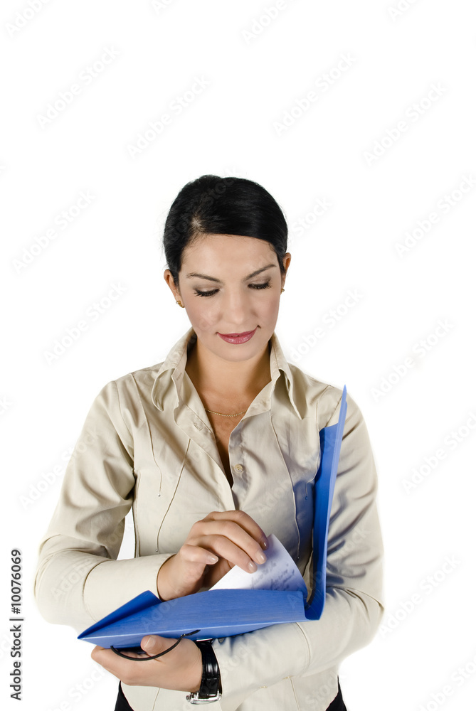 Business women with folder and papers Business women with folder and papers