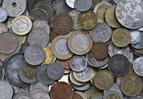 Background made of various coins