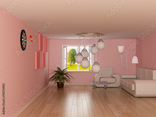 Interior of a living room. ...