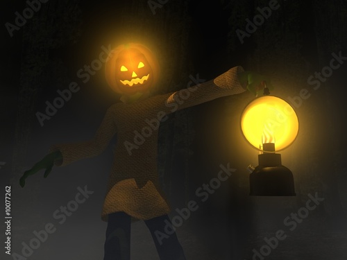 pumkin man with lanturn photo