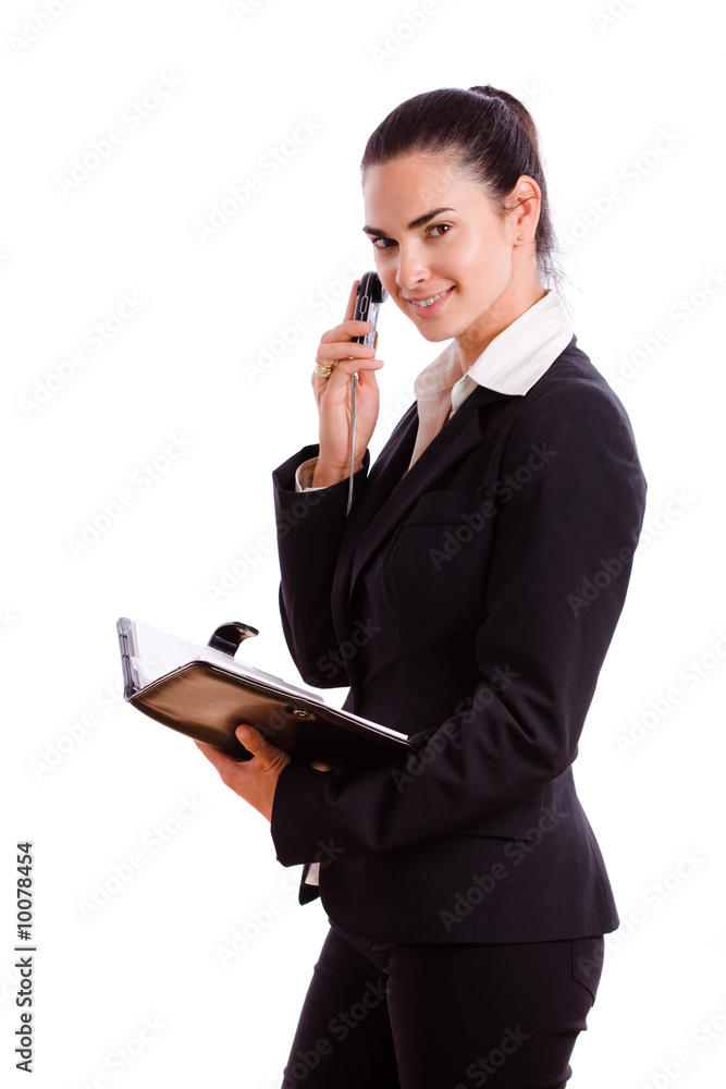 Happy businesswoman calling on mobile phone, Happy businesswoman calling on mobile phone,