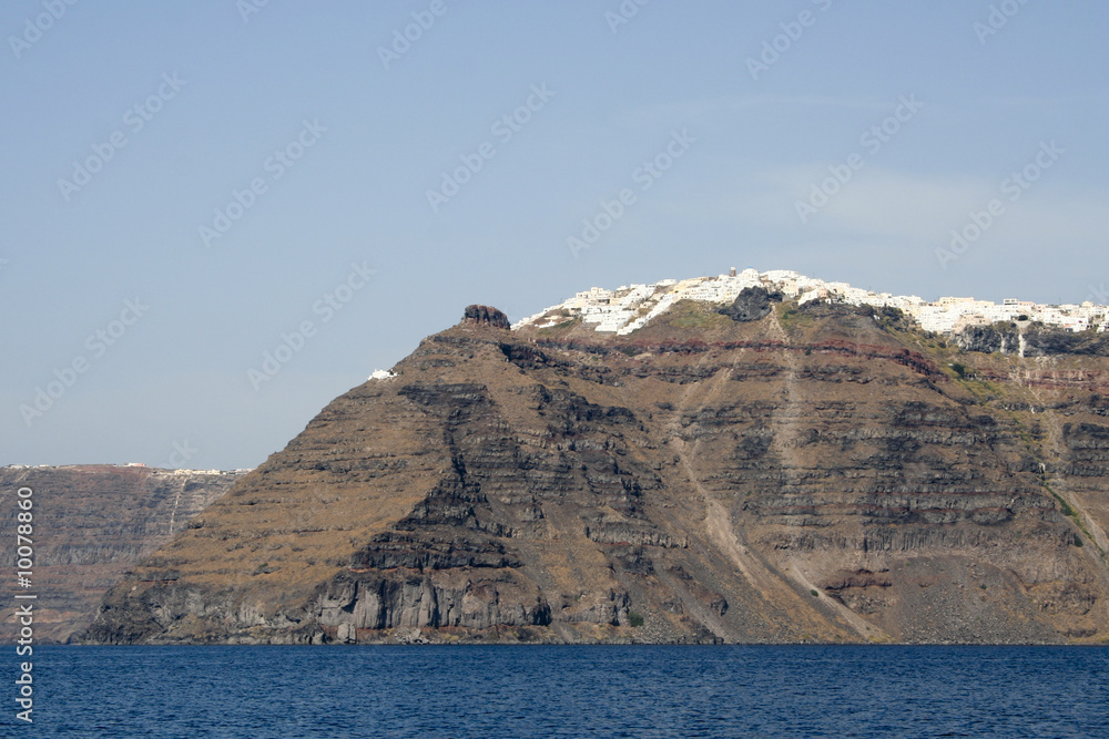 Santorini island, seaside and mountains, peacuful and quiet