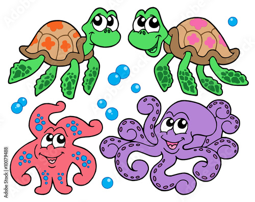 Various cute sea animals collection