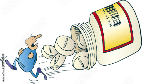 man running away before pills