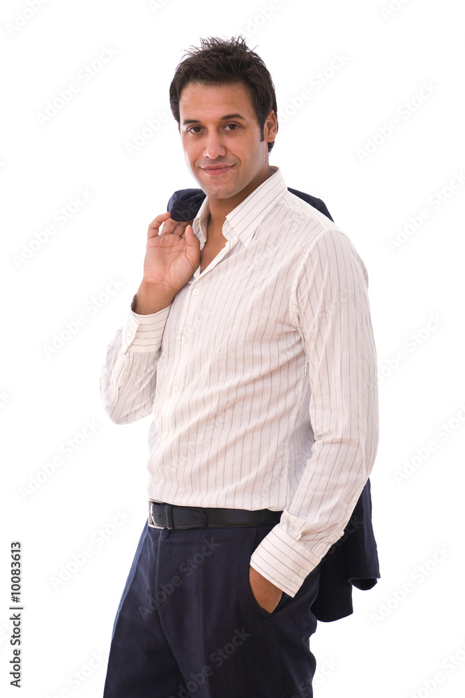 Naklejka premium young and handsome businessman on white background