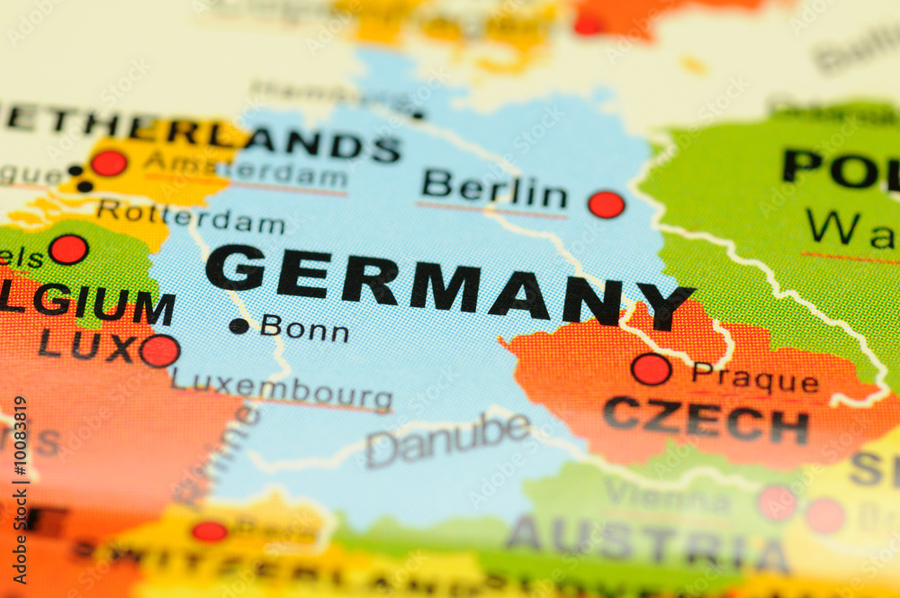 Fototapeta premium Close up of Germany on map