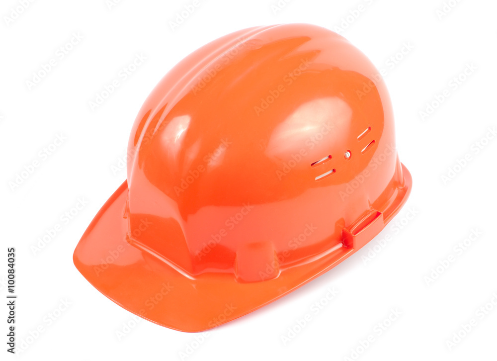 Simple orange helmet isolated with clipping path over white Simple orange helmet isolated with clipping path over white