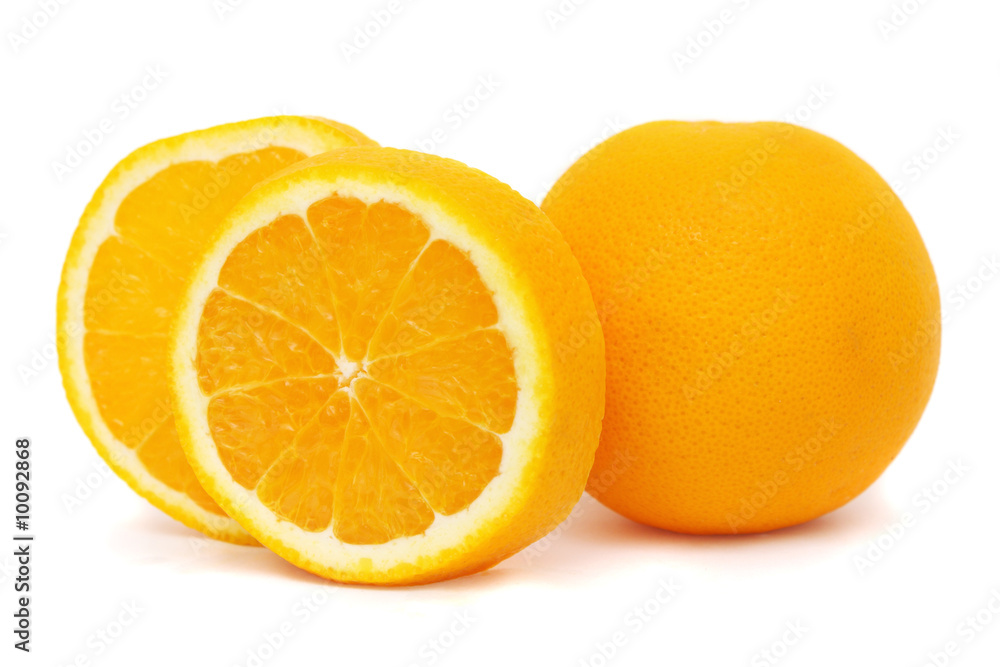 Orange and pieces isolated on white background. Orange and pieces isolated on white background.