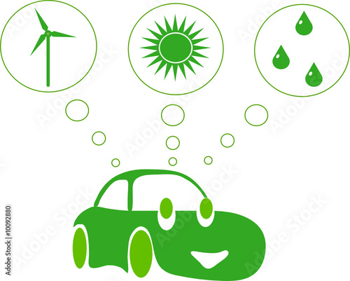 Green car dreaming of alternative energy