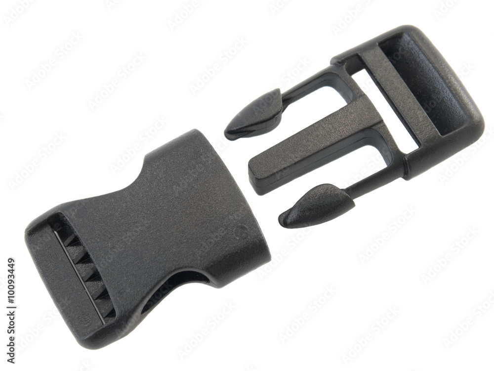 Plastic fastener for a backpack separately on white Plastic fastener for a backpack separately on white
