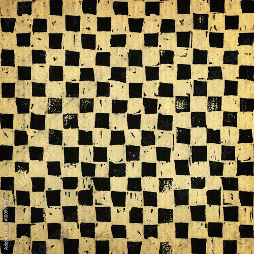 Handcrafted chessboard background, grungy surface