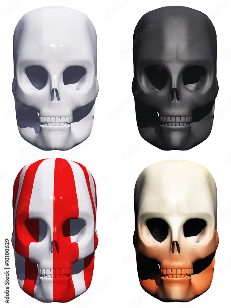 High resolution 3d human skulls rendered in different materials High resolution 3d human skulls rendered in different materials