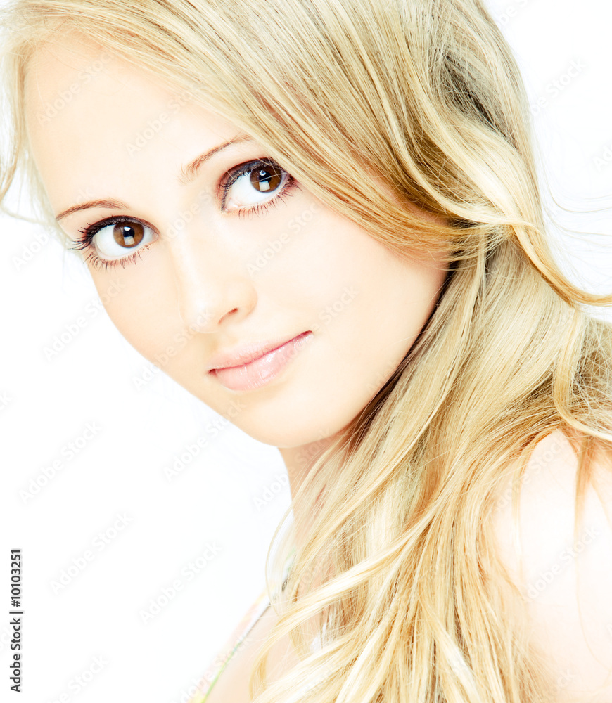 Fototapeta premium close-up portrait of young beautiful blonde