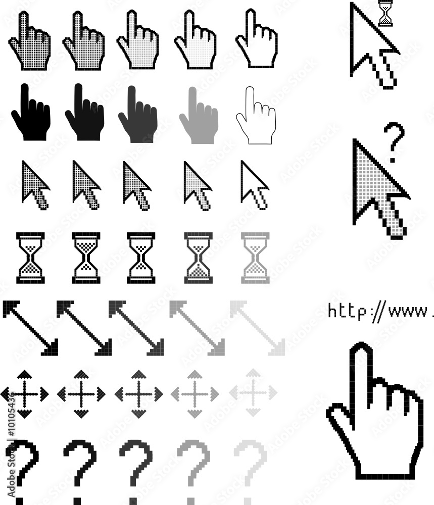 mouse pointers, arrow hand finger mouse pointers, arrow hand finger