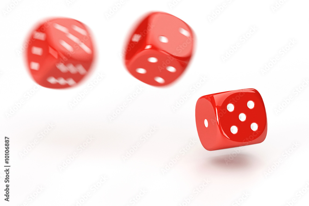 Rolling dices with motion blur isolated over a white background Rolling dices with motion blur isolated over a white background