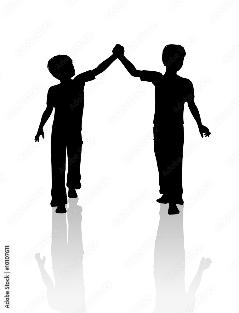 Two young boys silhouette