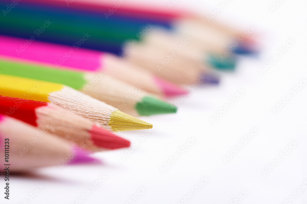 Colored pencils. Focus on the yellow one. Colored pencils. Focus on the yellow one.