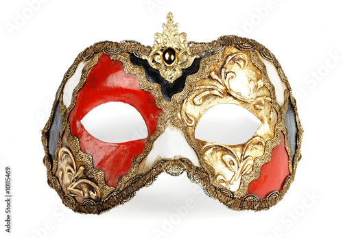 Obraz na plátně Decorative venetian carnival mask isolated on white background