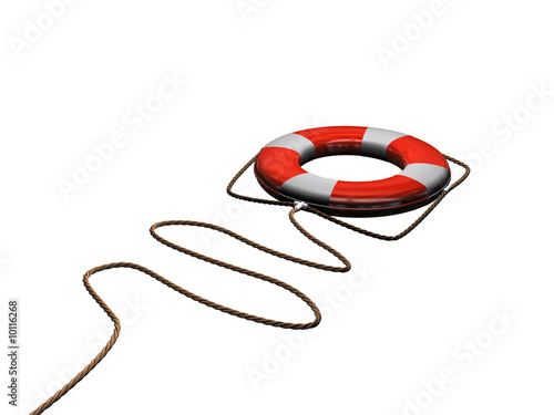 3d rendered lifeguard on white background with rope flying photo