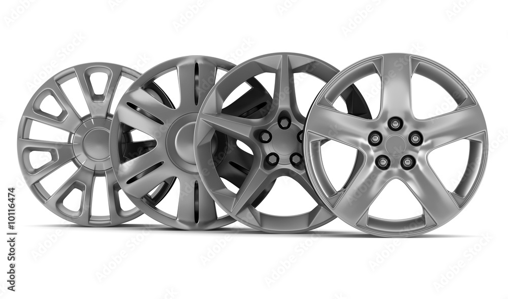 four wheel disks isolated on white
