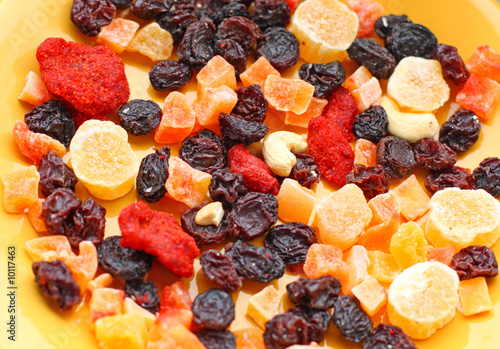 Close up of nuts and dried fruits