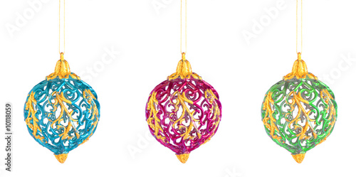 festive marbles on the white isolated background