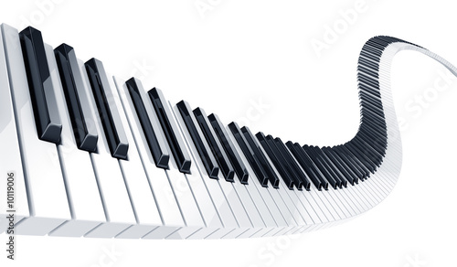 Fotografie, Obraz 3d rendering of wavy piano keys
