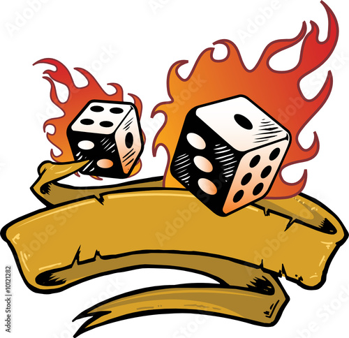 Flaming dice banner vector illustration