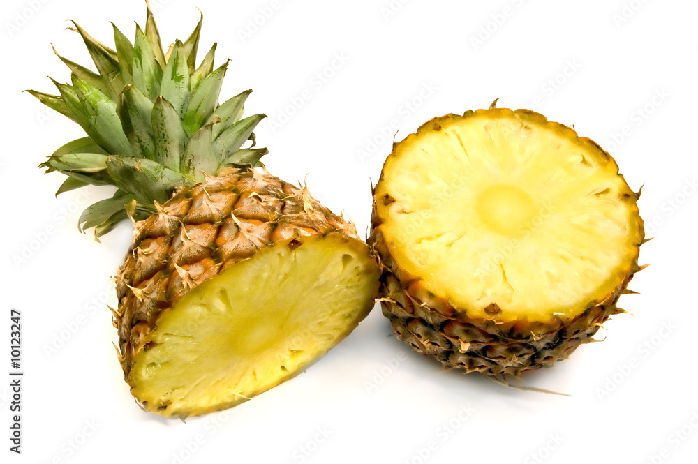 split pineapple isolated on white background split pineapple isolated on white background