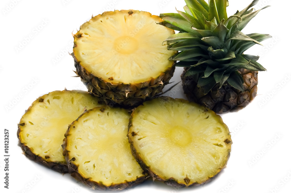 sliced pineapple isolated on white background sliced pineapple isolated on white background