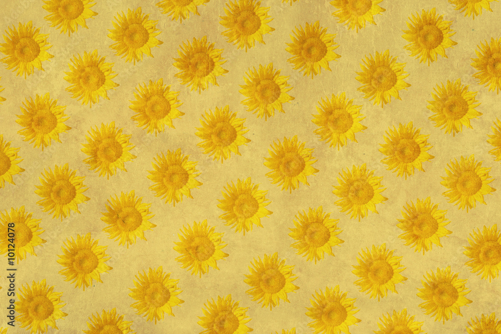 Background - sheet of the old paper with sunflowers Background - sheet of the old paper with sunflowers