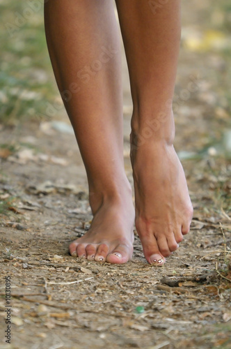 bare foot woman walk outdoor gentle leg