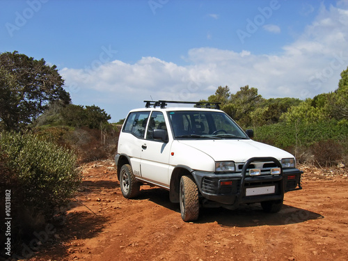 White 4x4 vehicle in the countryside