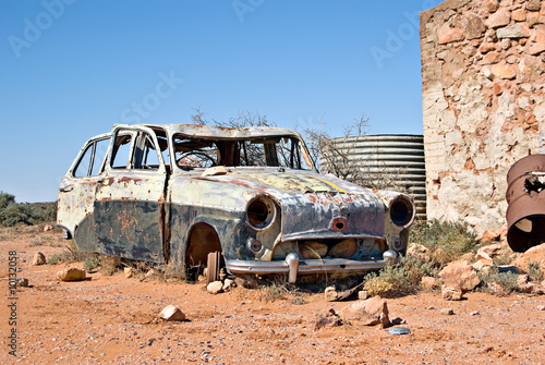 great image of an old car in the desert photo