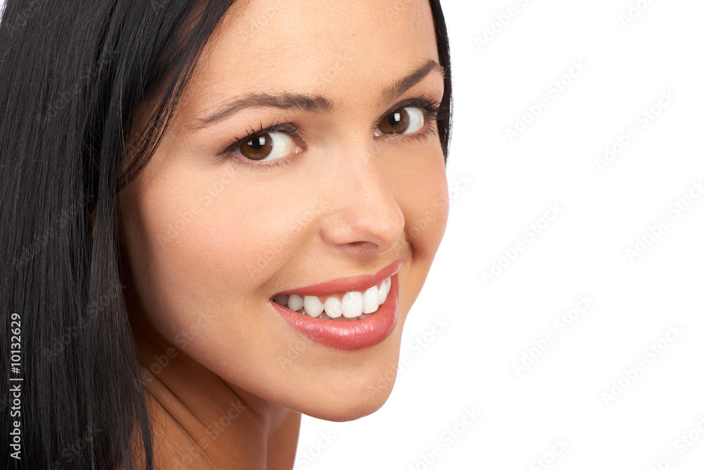 Beautiful young woman smiling. Isolated over white background. Beautiful young woman smiling. Isolated over white background.