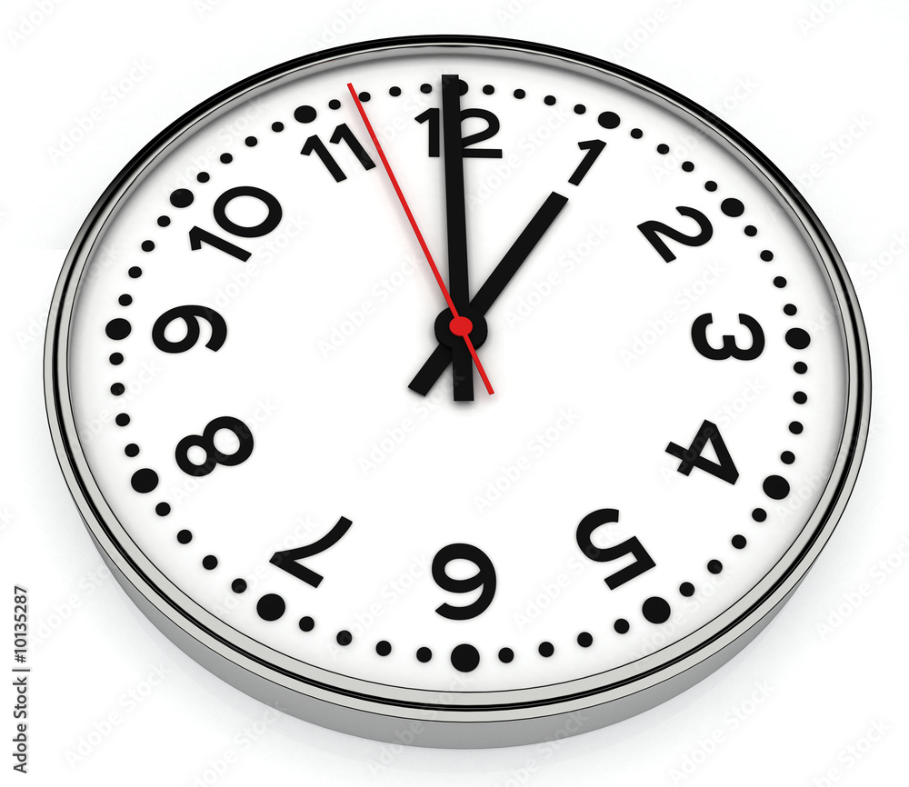 black and white office clock on white black and white office clock on white