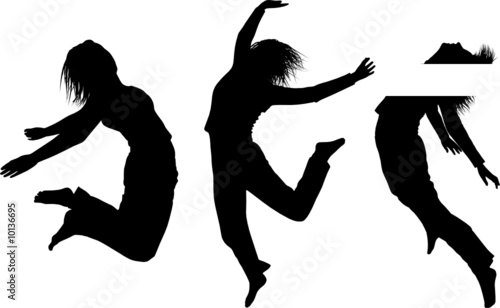 Some silhouettes of jumping girls