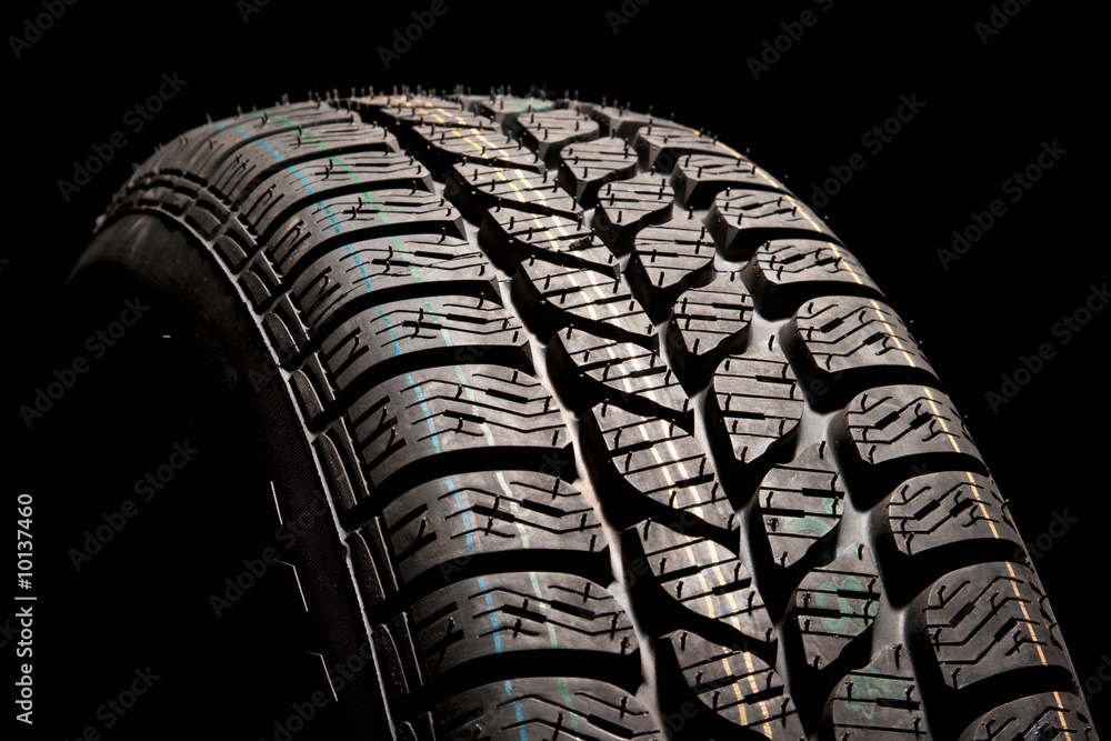 New car tire close up