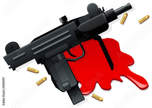 Pistolet mitrailleur et crime de sang (détouré)